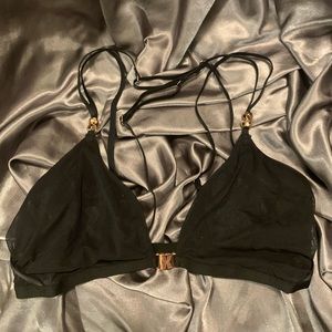 Savage x fenty gathered mesh strappy bralette in black caviar size M
